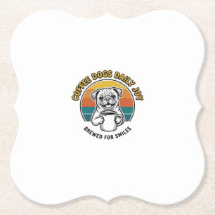 Koffie Hond Shirt Vintage Gegraveerd Pup Mok Ontwe Kartonnen Onderzetters