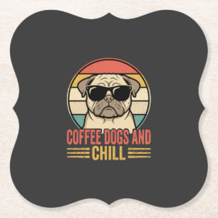 Koffie Honden en Chillen Retro Pug Kartonnen Onderzetters