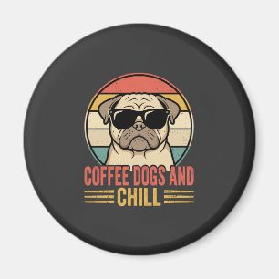 Koffie Honden en Chillen Retro Pug Magneet