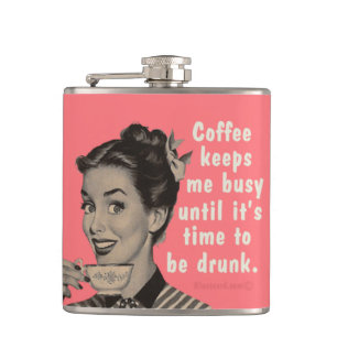 Koffie houdt me bezig tot het tijd is om drink te heupfles