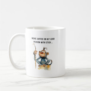 Koffie humor aap met stok koffiekopje koffiemok