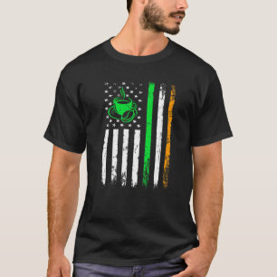 Koffie Iers Amerikaanse vlag St Patrick's Day Mann T-shirt