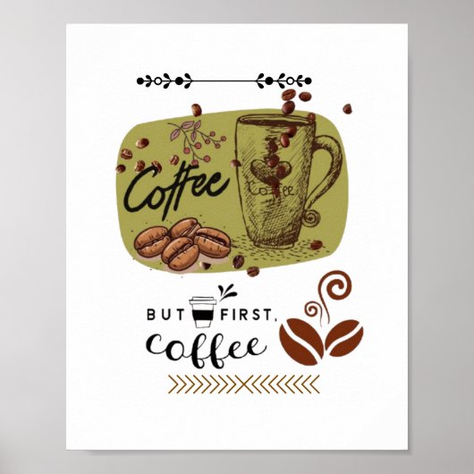 Koffie Illustratie Poster (Voorkant)