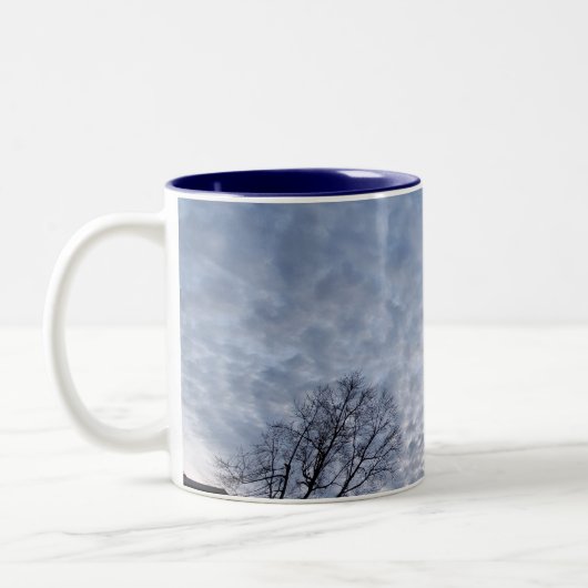 Koffie in de wolken tweekleurige koffiemok (Links)