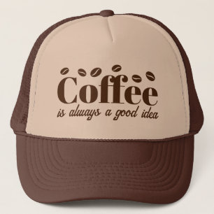 Koffie is altijd een goed idee bruine truckerhoed trucker pet