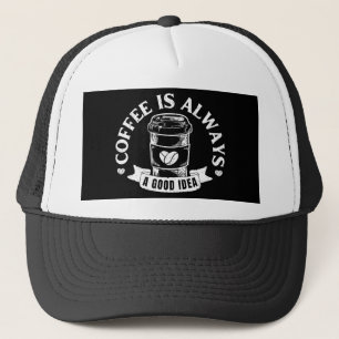Koffie is altijd een goed idee trucker pet