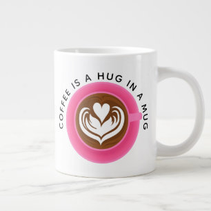 Koffie is een knuffel in een mok, Roze Extra Grote Beker