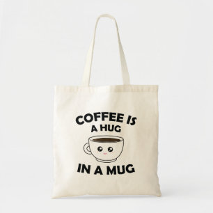 Koffie is een knuffel in een Mok Schattige Kawaii Tote Bag