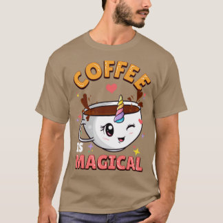 Koffie is een magische unicorn-cafeïne t-shirt