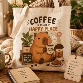 Koffie Is Mijn Gelukkige Plek Schattige Capybara K Draagtas