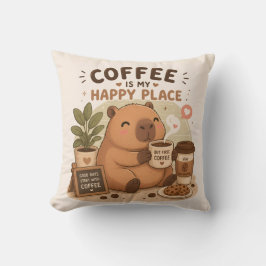 Koffie Is Mijn Gelukkige Plek Schattige Capybara K Kussen