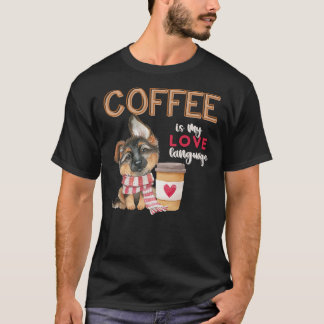 Koffie is mijn liefdestaal: Shepherd Puppy V T-shirt