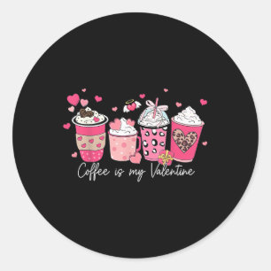 Koffie is mijn Valentijn latte liefdeshart voor vr Ronde Sticker