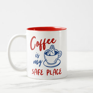Koffie is mijn veilige plek - gezellige minimalist tweekleurige koffiemok