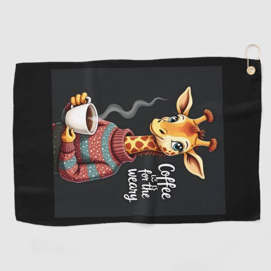 Koffie is voor de vermoeide Giraffe Coffee Lover Golfhanddoek (Horizontaal)