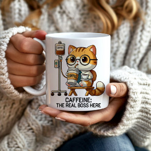 Koffie IV Drip Cafeïne Echte Baas Grappig Koffiemok