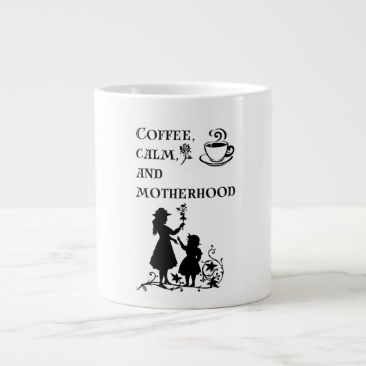 Koffie Kalm Moederschap Silhouet Art Extra Grote Beker (Voorkant)