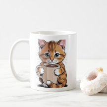 Koffie Kat ☕🐱 – Mooie Kat met Koffie Design
