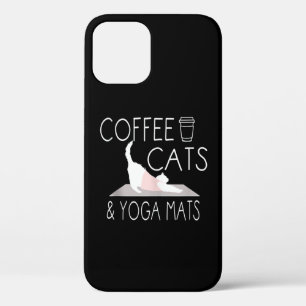 Koffie, katten en joga Mats - Funny Gifts Yoga Cat iPhone 12 Hoesje