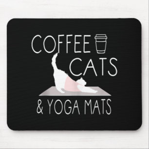 Koffie, katten en joga Mats - Funny Gifts Yoga Cat Muismat