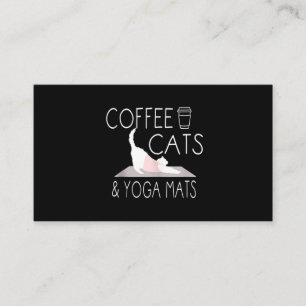 Koffie, katten en joga Mats - Funny Gifts Yoga Cat Visitekaartje