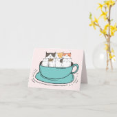 Koffie Katten Samen Notitie Kaart (Gele Bloem)