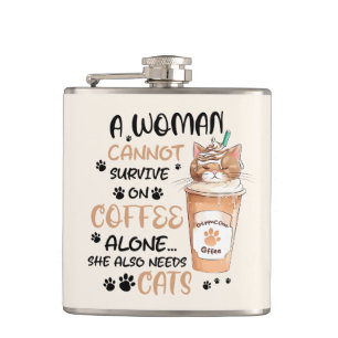 Koffie & Katten – Schattigee Kawaii kunst Heupfles