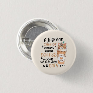 Koffie & Katten – Schattigee Kawaii kunst Ronde Button 3,2 Cm