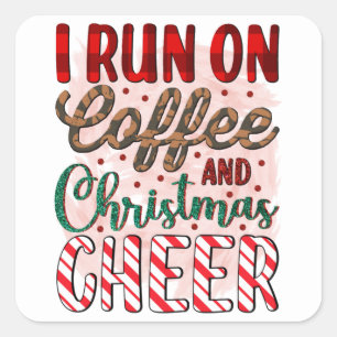 Koffie & Kerst Cafe Zakelijk Bulk Vierkante Sticker