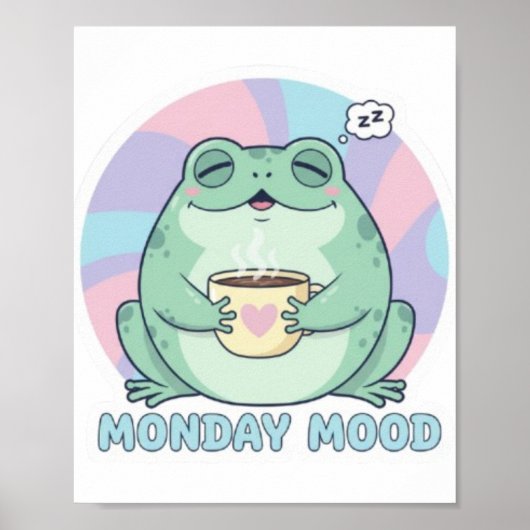 Koffie Kikker Poster Schattige Kikker Die Koffie D (Voorkant)