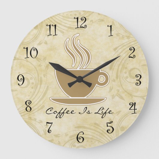 Koffie Kitchen wandklokken Grote Klok (Voorkant)