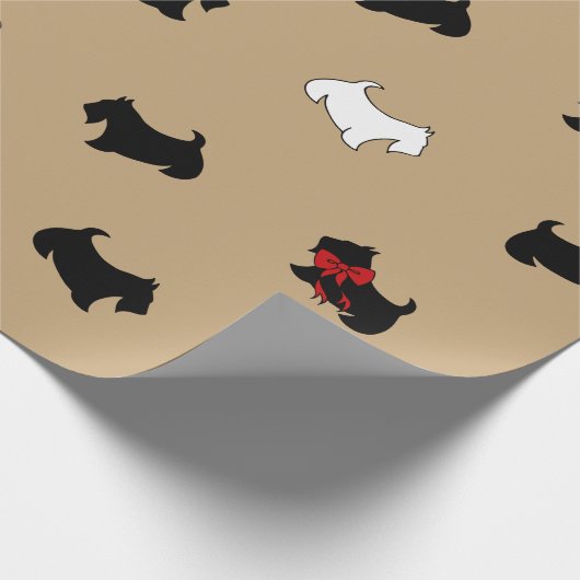 Koffie Kleur Schotse Terrier Wrapping Papier (Hoek)