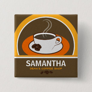 Koffie Koffiekbekertje Kafel ID Naam Vierkante Button 5,1 Cm