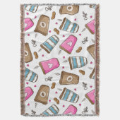 Koffie kopjes, koffiebonen, harten, koffie liefheb deken (Voorkant Verticaal)