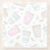 Koffie kopjes, koffiebonen, harten, koffie liefheb glazen onderzetter (Achterkant)