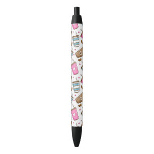 Koffie kopjes, koffiebonen, harten, koffie liefheb zwarte inkt pen