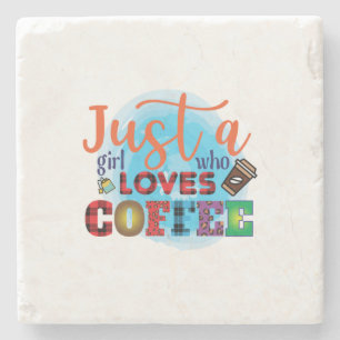 Koffie-kunst is gewoon een meisje dat van koffie h stenen onderzetter