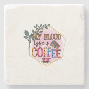 Koffie-kunst Mijn bloedtype is koffie Stenen Onderzetter