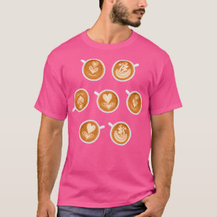 Koffie-kunstbekers op blauwgroen t-shirt