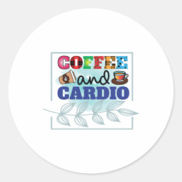 Koffie-kunstkoffie en cardio ronde sticker