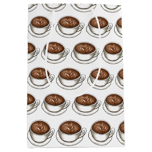 Koffie Latte Cappuccino Verjaardagsfeest Brunch Medium Cadeauzakje (Voorkant)