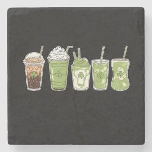 Koffie Latte Groen Schattig Iers St. Patrick's Dag Stenen Onderzetter