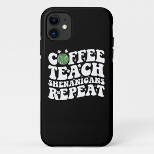 Koffie Leer Shenanigans Herhaal Disco Bal Leraar iPhone 11 Hoesje