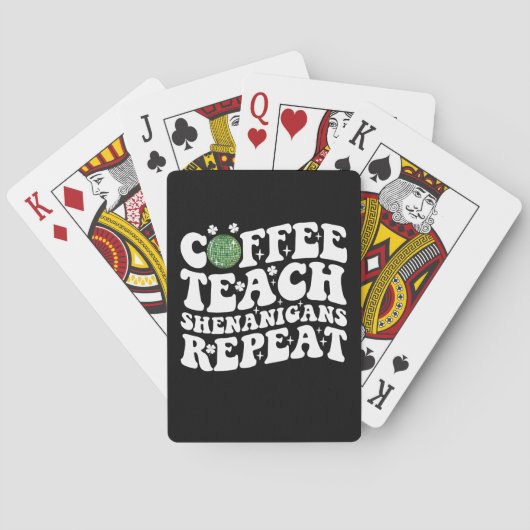 Koffie Leer Shenanigans Herhaal Disco Ball Leraar Pokerkaarten (Achterkant)