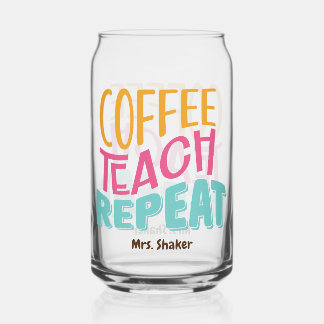 Koffie leren Herhaal Aangepast =Leraar waardering Blikvorm Glas