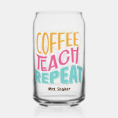 Koffie leren Herhaal Aangepast =Leraar waardering Blikvorm Glas (Achterkant)