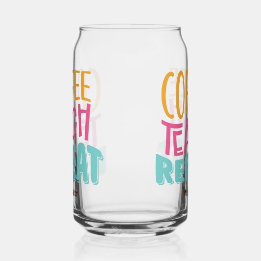 Koffie leren Herhaal Aangepast =Leraar waardering Blikvorm Glas (Rechts)