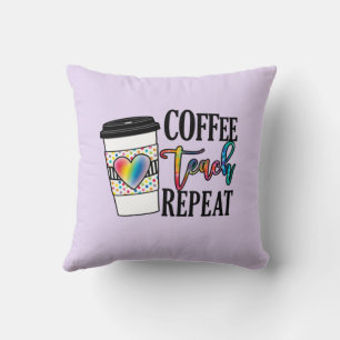 Koffie leren herhalen - Leuk lerarenleven Kussen