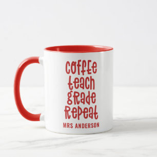 Koffie, lesgeven, klas, herhaal-typografische lera mok