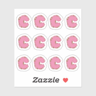 Koffie Letter C: Monogram Initiaal Stickerblad Sticker